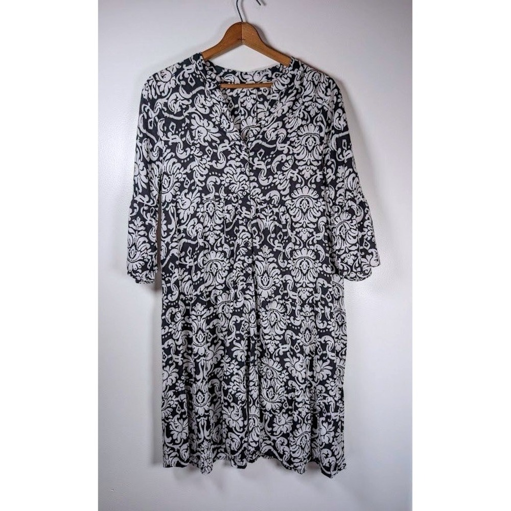 Kaktus Midi Dress Medium‎ Oversized Tiered Boho Vacation Resort Damask Office